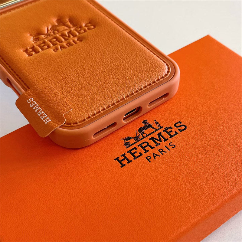 Premium Leather Hermes Style Case for iPhone 12 - 17 Series
