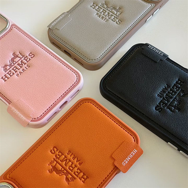 Premium Leather Hermes Style Case for iPhone 12 - 17 Series