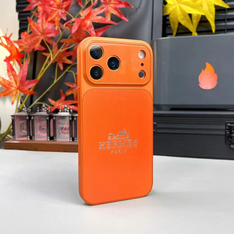 Luxury HRMS Orange iPhone Case - Premium Leather Protection