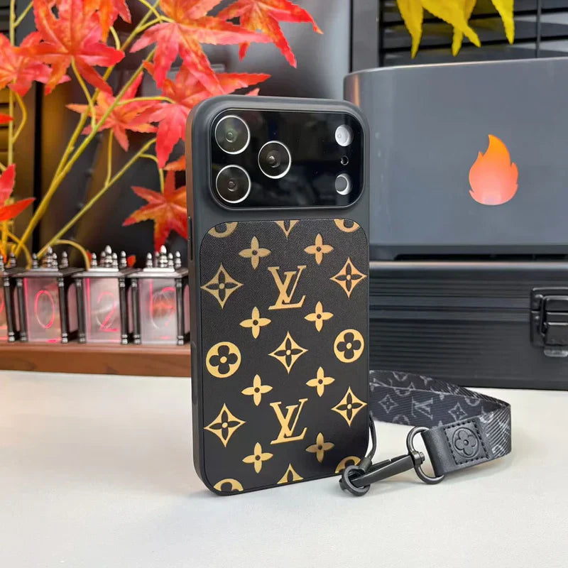 Premium Louis Vuitton Monogram Phone Case With Mini Strap For iPhone