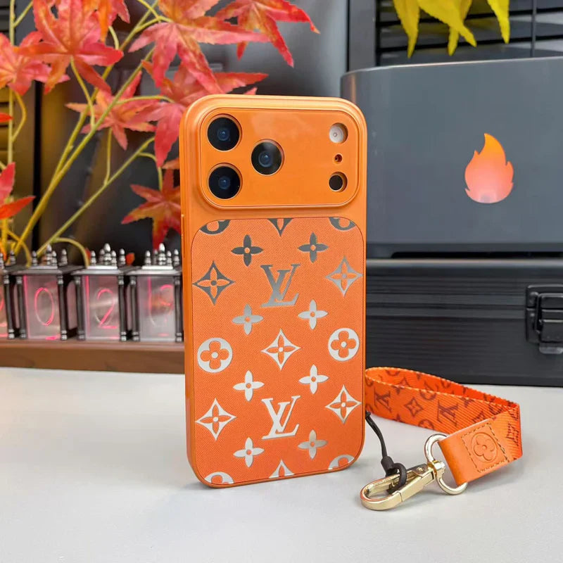Premium Louis Vuitton Monogram Phone Case With Mini Strap For iPhone