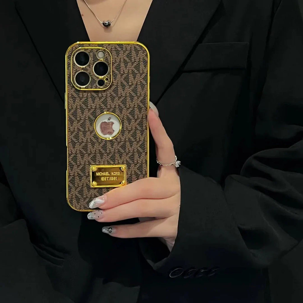 Gold Monogram Signature Canvas Leather Apple iPhone Case