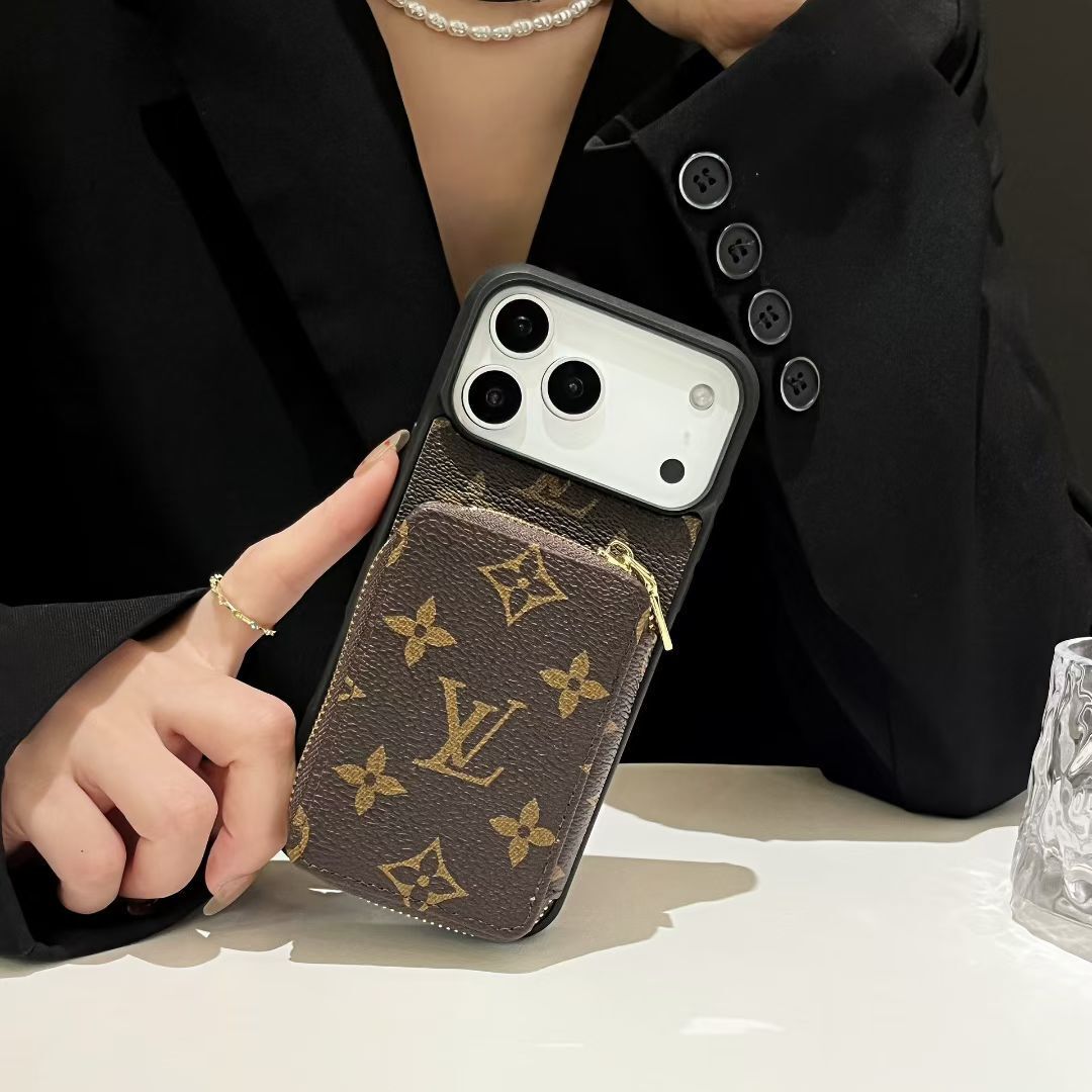 Luxury Leather Wallet Card Holder Crossbody iPhone Case For iPhone 12-17 Series