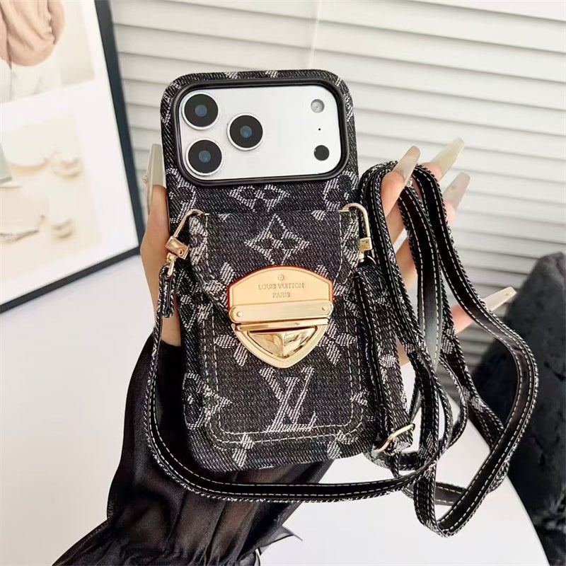 LV Luxury Phone Case with Strape For iPhone 17/ 16/ 15/ 14