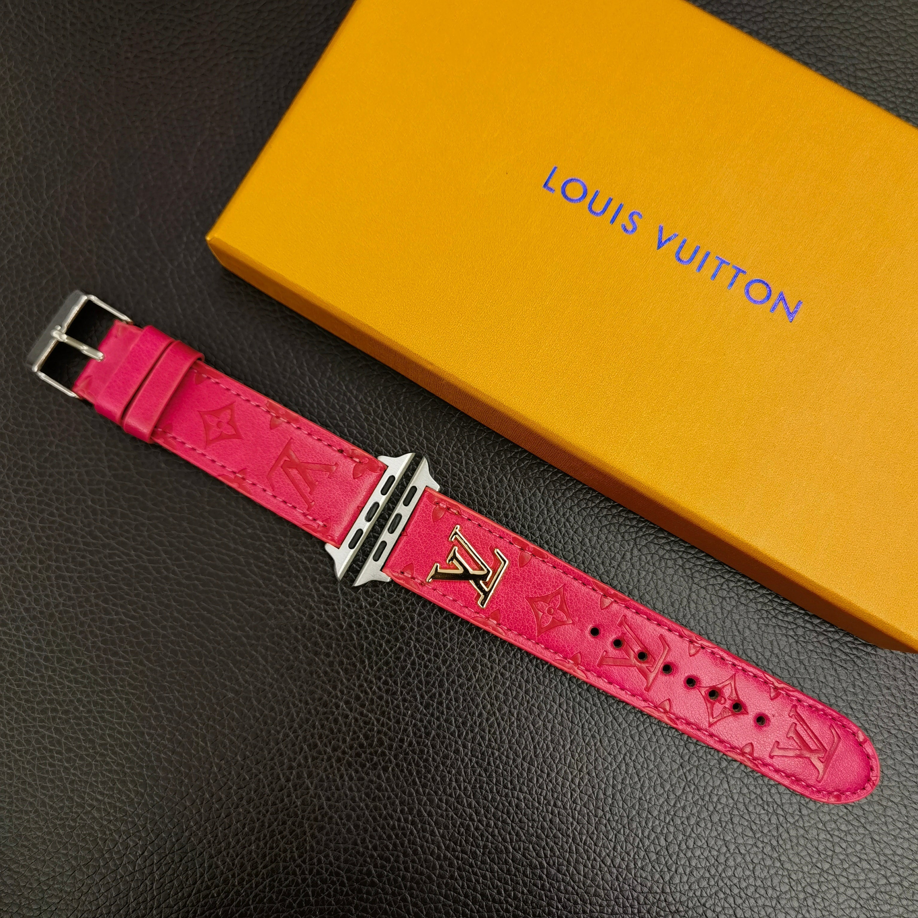 BAND METAL LOGO 3D EMBOSSED MONOGRAM LEATHER APPLE WATCH
