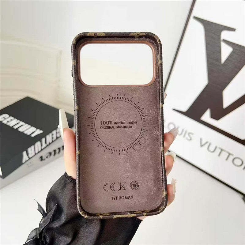 Lv Leather Card Holder Phone Case For iPhone 12-17