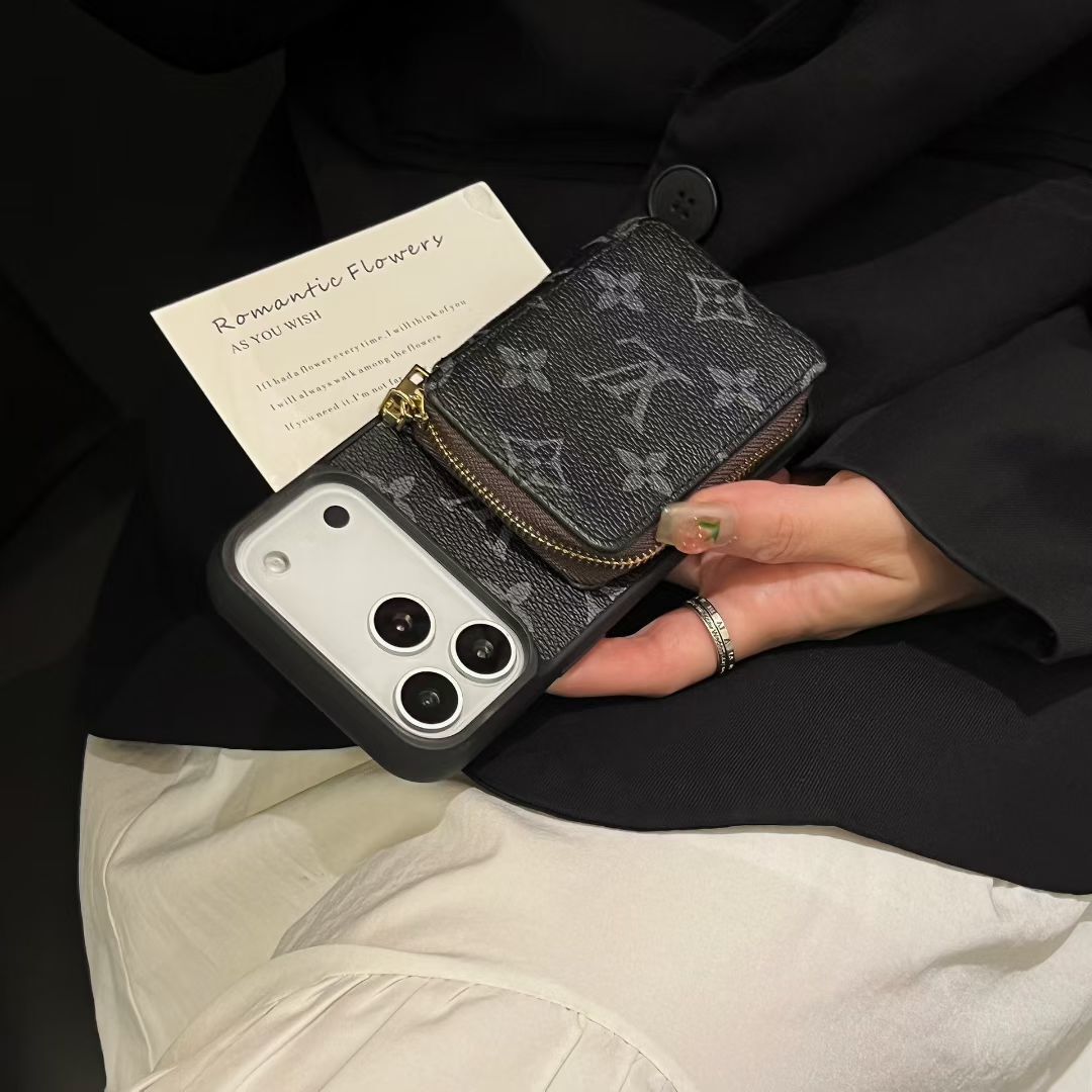 Luxury Leather Wallet Card Holder Crossbody iPhone Case For iPhone 12-17 Series