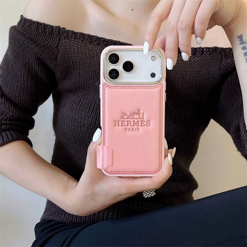 Premium Leather Hermes Style Case for iPhone 12 - 17 Series