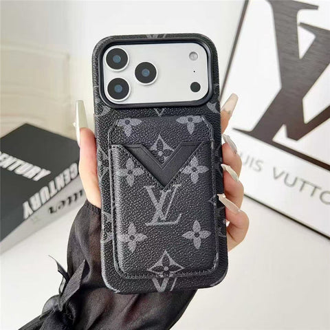 Lv Leather Card Holder Phone Case For iPhone 12-17