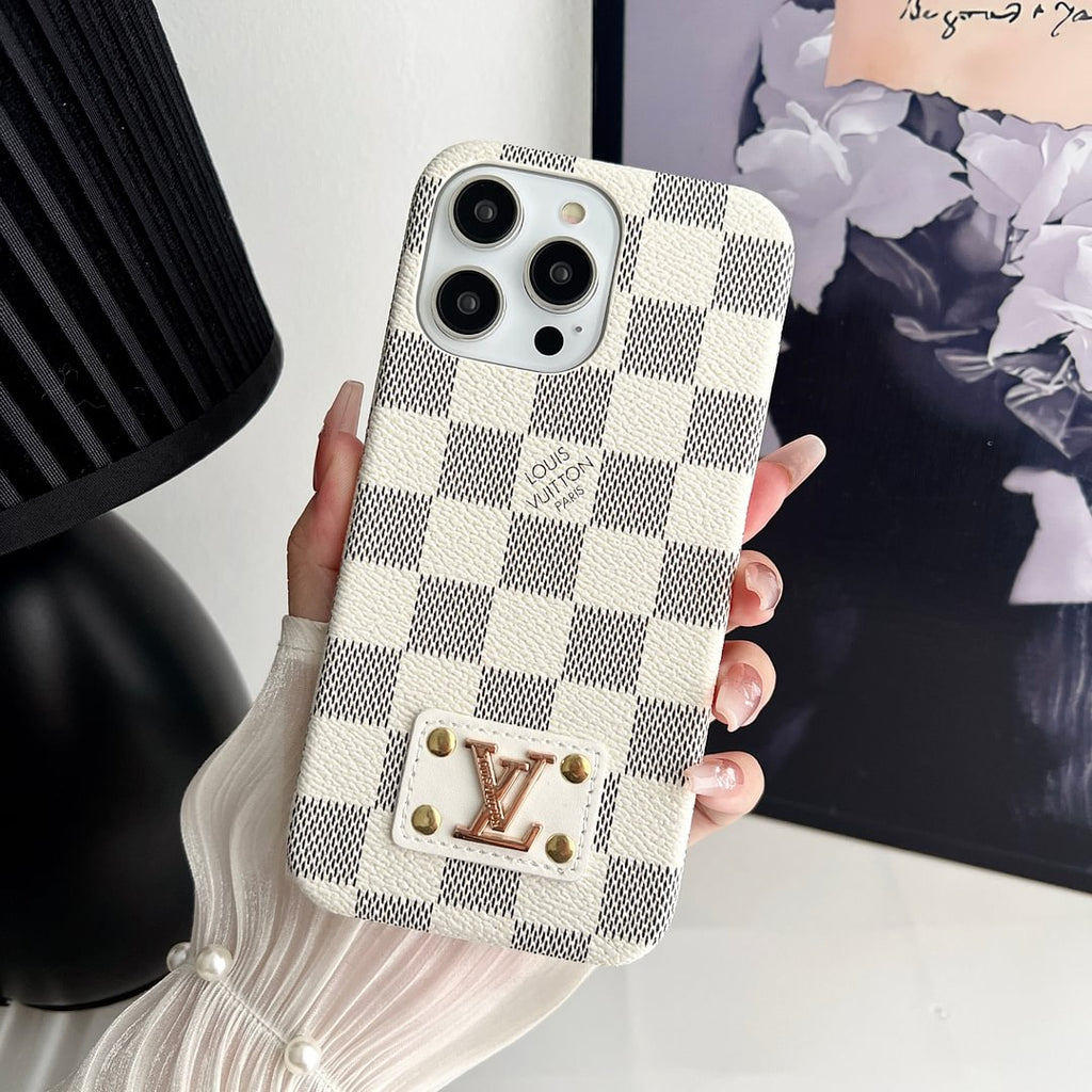 MONOGRAM LEATHER PC HARD BACK CASE FOR IPHONE