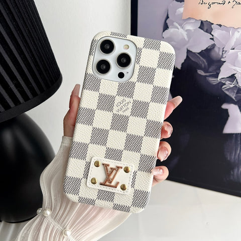 MONOGRAM LEATHER PC HARD BACK CASE FOR IPHONE