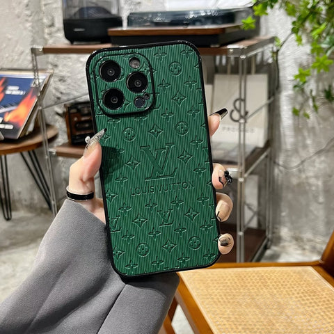 3D Monogram Embossed Leather  Case for iPhone