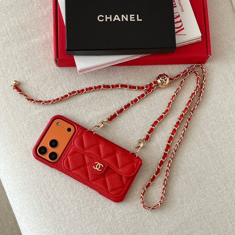 Premium Quilted Leather Crossbody Wallet Case for iPhone 12 - 17 Series