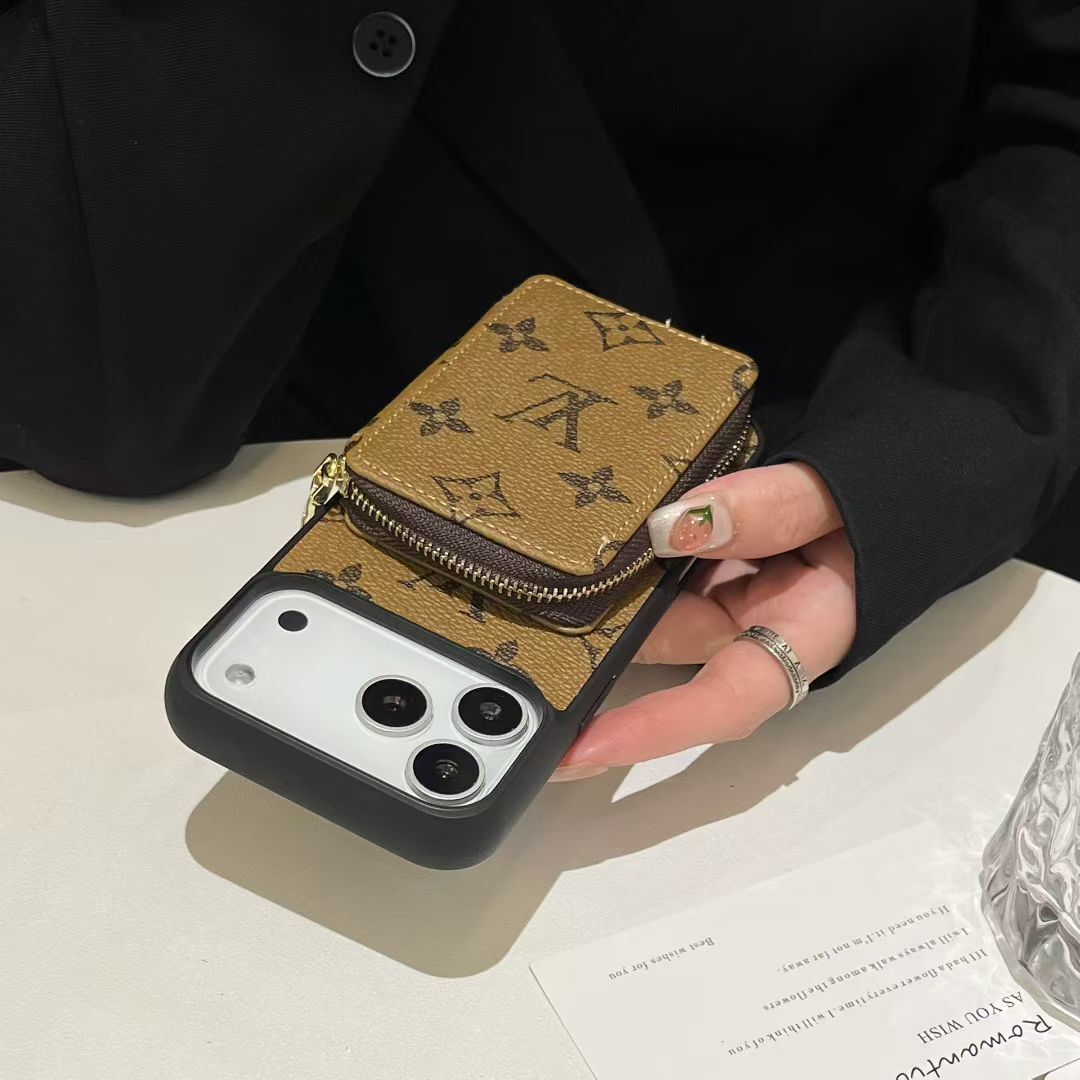 Luxury Leather Wallet Card Holder Crossbody iPhone Case For iPhone 12-17 Series