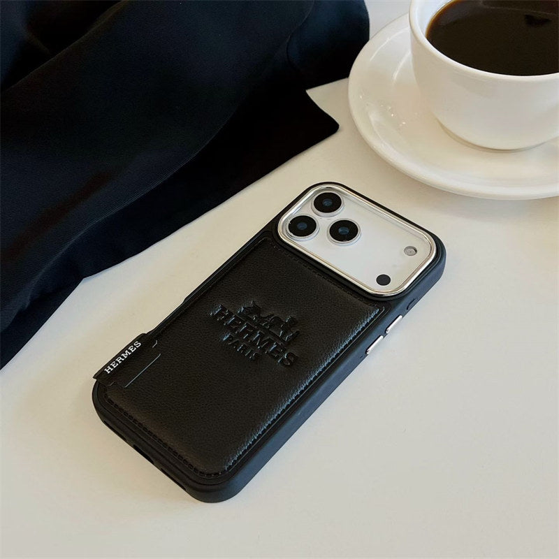 Premium Leather Hermes Style Case for iPhone 12 - 17 Series