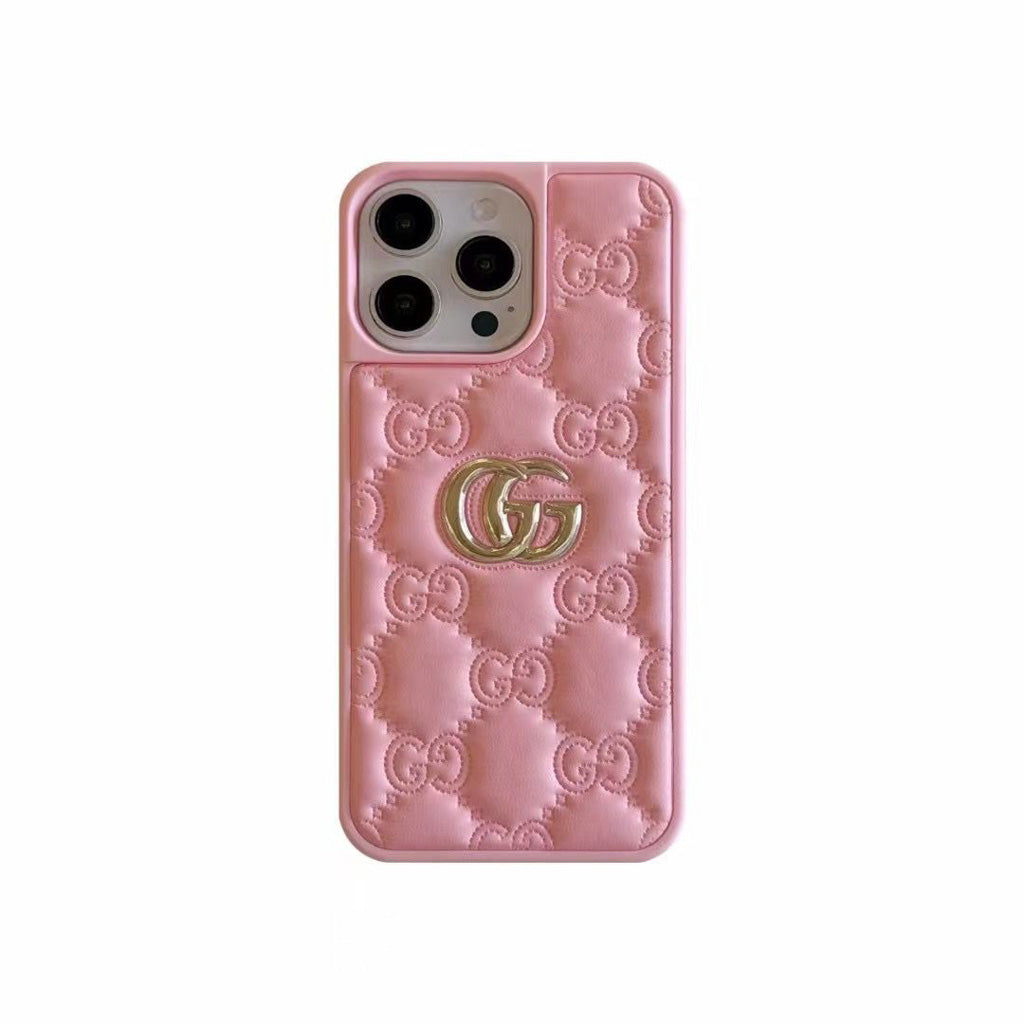 Luxury Stamped Leather iPhone Case for 13-17