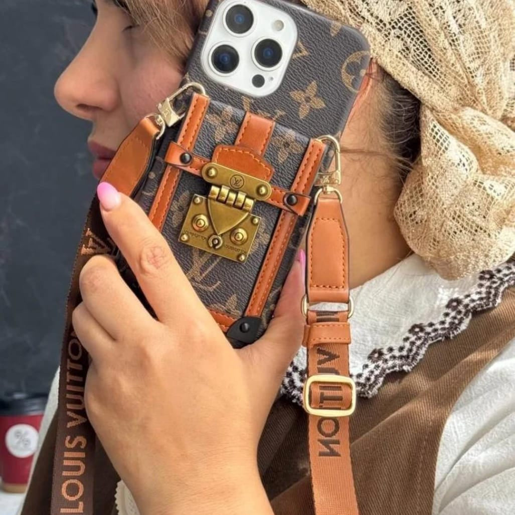 Canvas Leather Wallet Card Holder Crossbody iPhone Case