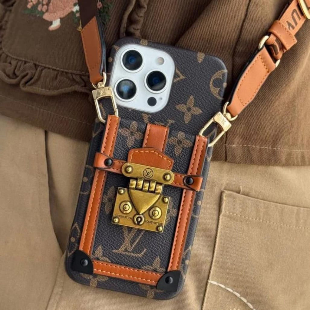 Canvas Leather Wallet Card Holder Crossbody iPhone Case