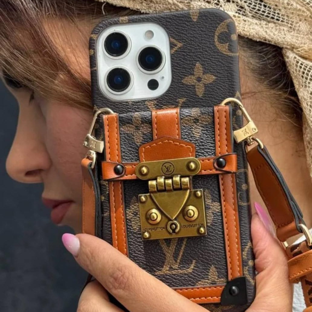 Canvas Leather Wallet Card Holder Crossbody iPhone Case