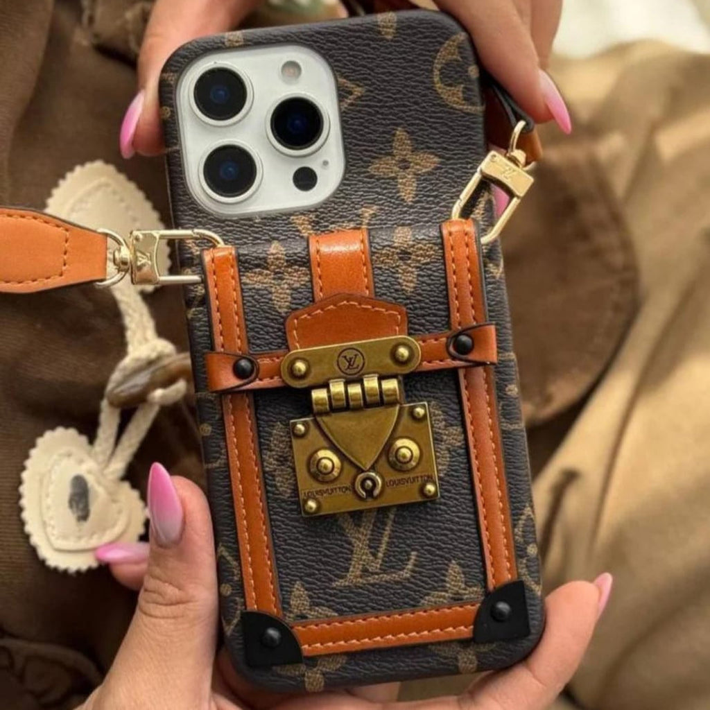 Canvas Leather Wallet Card Holder Crossbody iPhone Case
