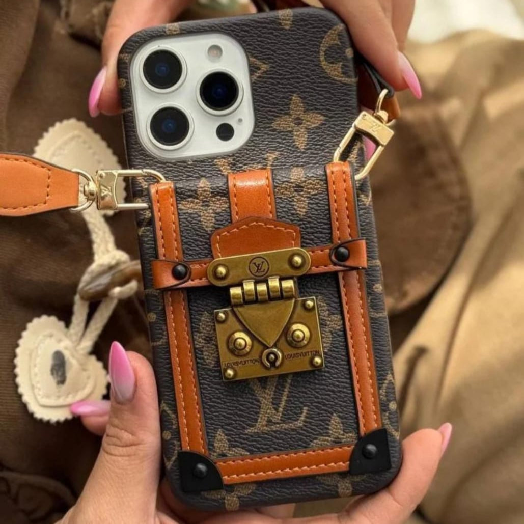 Canvas Leather Wallet Card Holder Crossbody iPhone Case