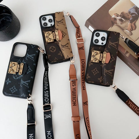 LUXURY LOCK CARD BAG CROSSBODY CHAIN IPHONE CASE