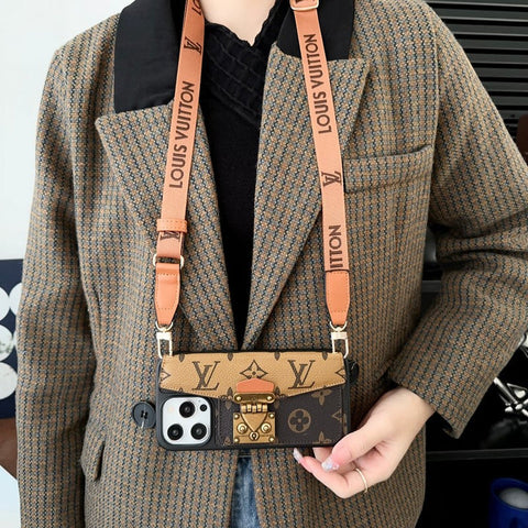 LUXURY LOCK CARD BAG CROSSBODY CHAIN IPHONE CASE