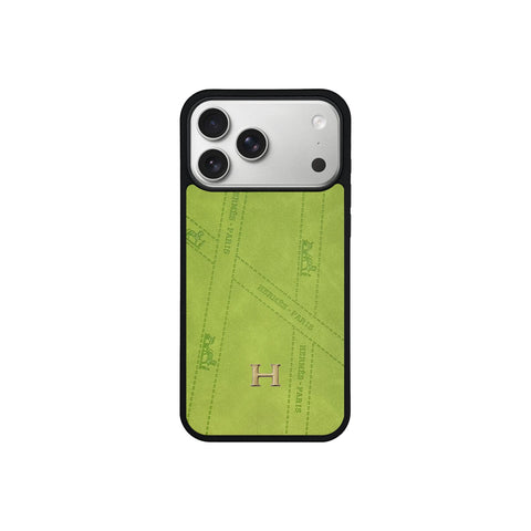 Premium Leather Hermes Style Case with Metal H-Logo for iPhone 12 - 17 Series
