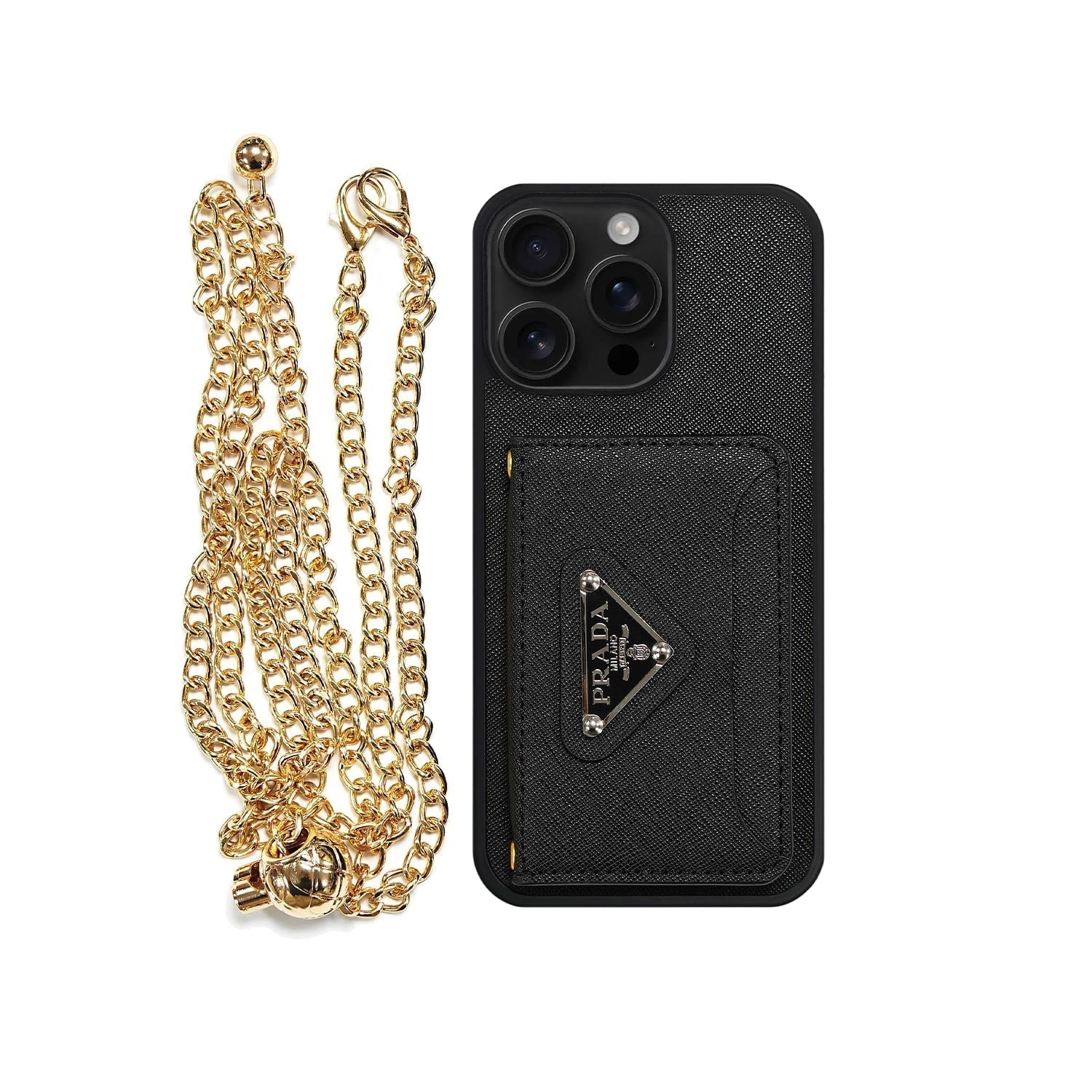 Luxury Phone Case Logo Card Holder & Lanyard For iPhone 12-17