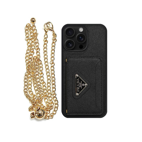 Luxury Phone Case Logo Card Holder & Lanyard For iPhone 12-17