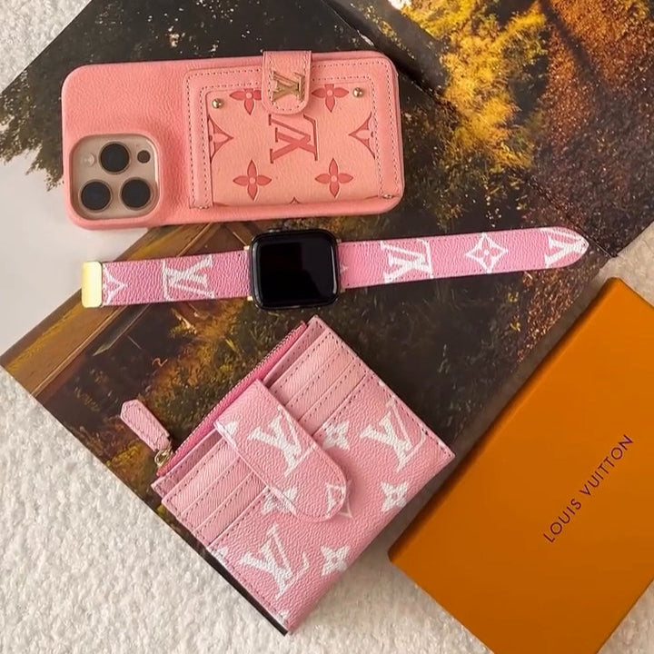 LV Luxury Leather Card Holder Phone Case for iPhone 17 / 16 / 15 / 14