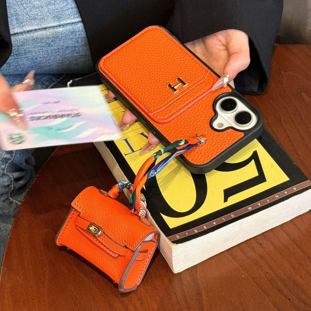 Luxury Hermes Case with AirPods Case For iPhone 14-17