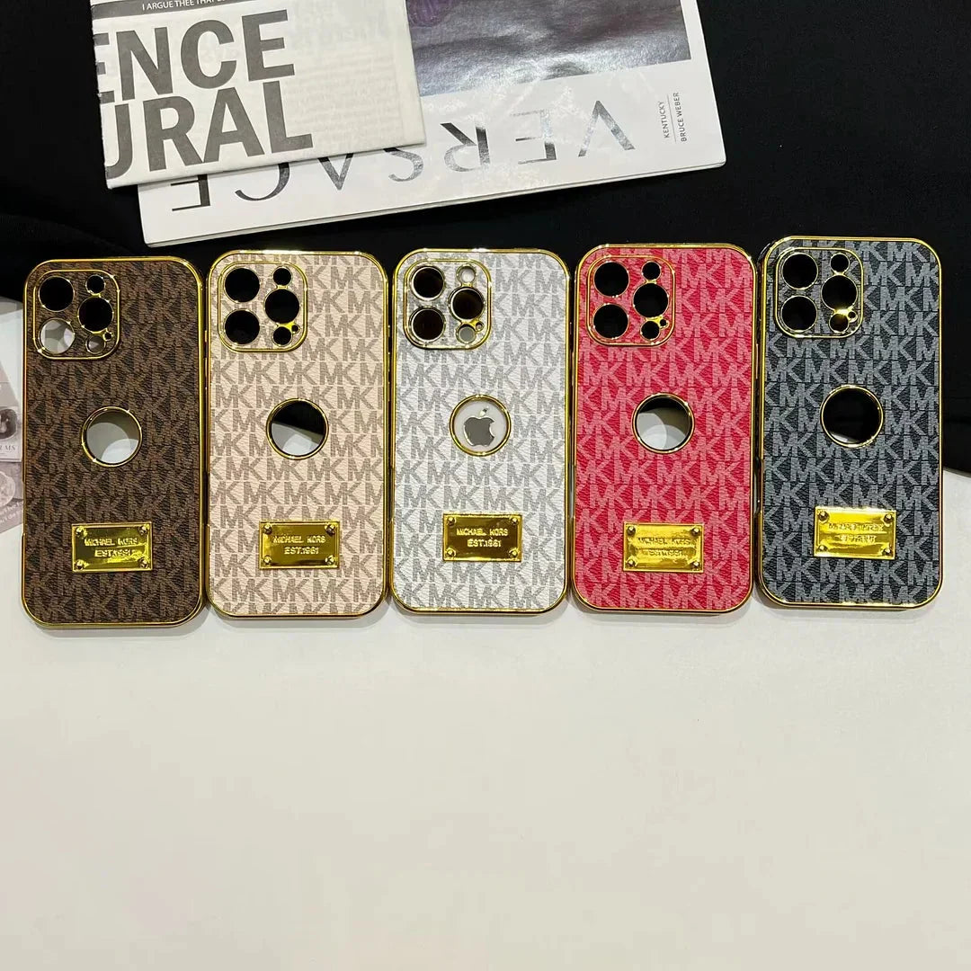 Gold Monogram Signature Canvas Leather Apple iPhone Case