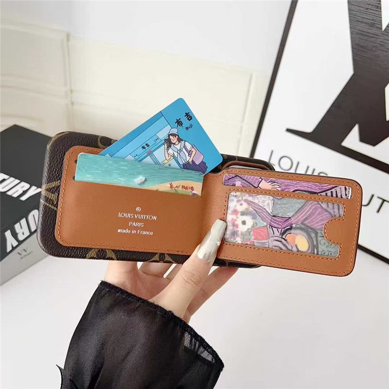 Lv Leather Card Holder Phone Case For iPhone 12-17