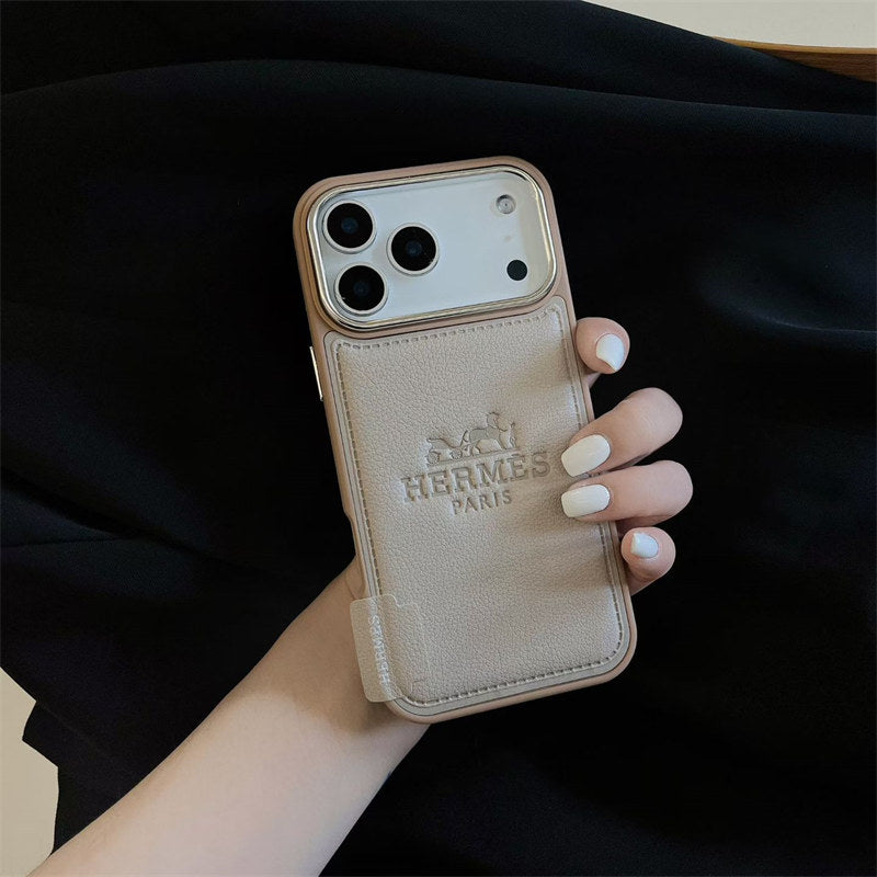 Premium Leather Hermes Style Case for iPhone 12 - 17 Series