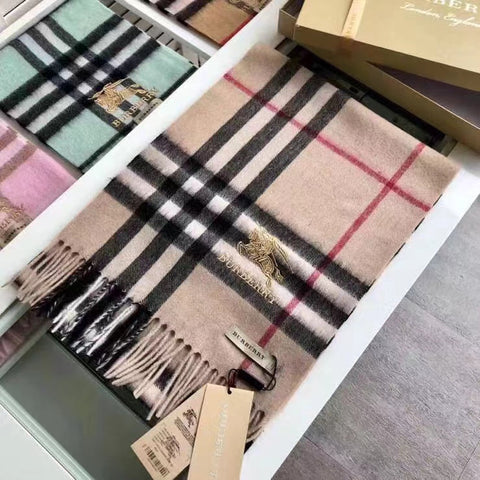 Classic Check Fringed Cashmere Scarf