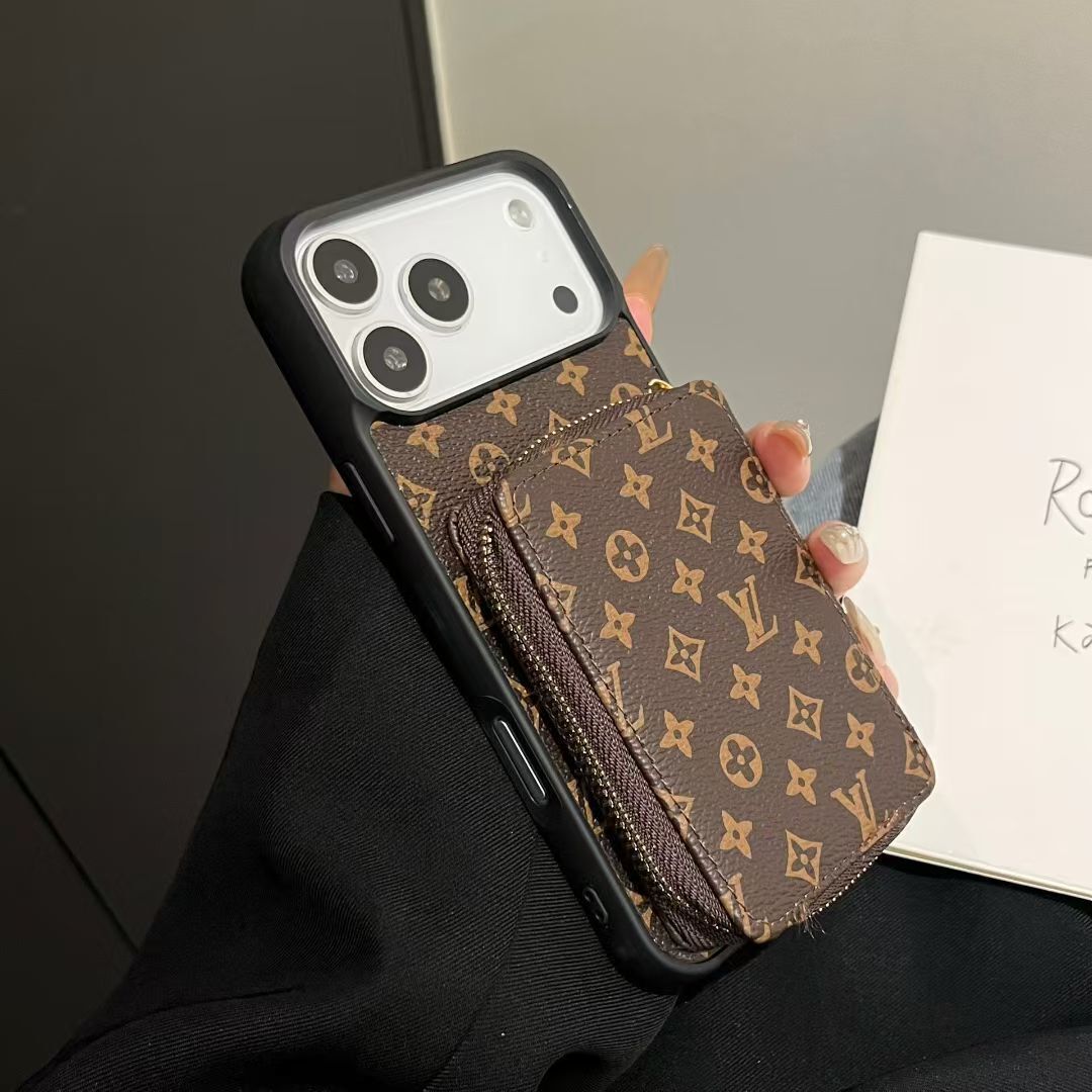 Luxury Leather Wallet Card Holder Crossbody iPhone Case For iPhone 12-17 Series