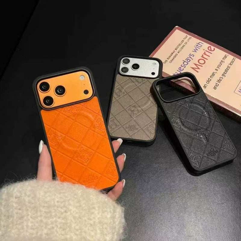 Magsafe Luxury Hrms Leather Case For iPhone 17 / 16 / 15 / 14