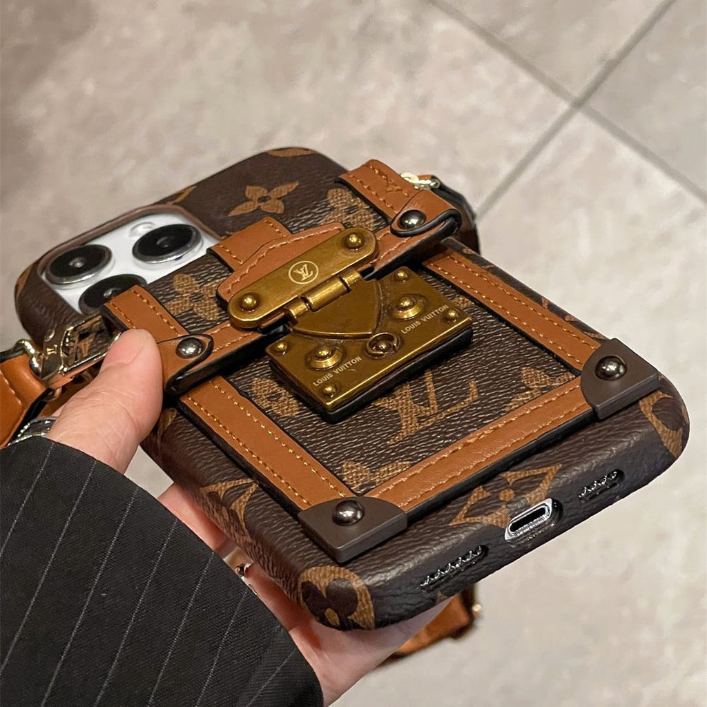 Canvas Leather Wallet Card Holder Crossbody iPhone Case